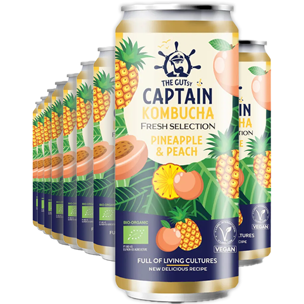 12st The Gutsy Captain Kombucha Fresh Pineapple Peach 250ml