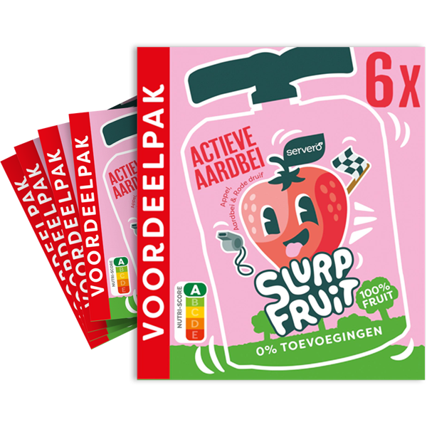 5st Servero Slurpfruit Actieve Aardbei 6x90g