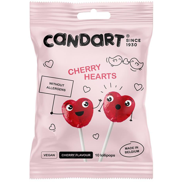 Candart Cherry Hearts Lolly 110g