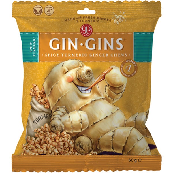 The Ginger People Gin Gins Spicy Turmeric Ginger Chews gember snoep 60g