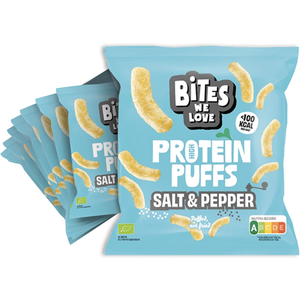 8st BitesWeLove Protein Puffs Salt & Pepper 25g
