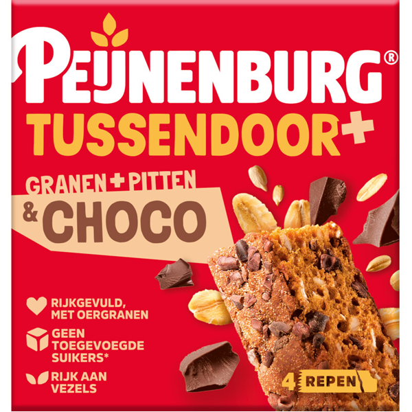 Peijnenburg Tussendoor+ granen, pitten & choco 147g