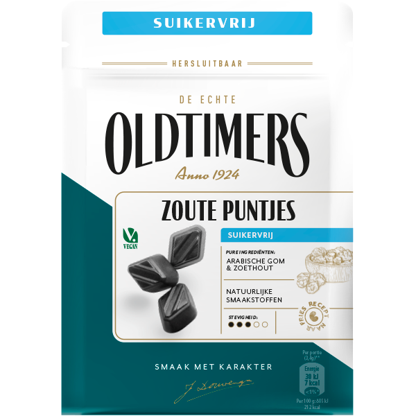 Oldtimers Zoute Puntjes Suikervrij 100g
