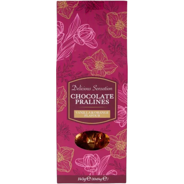 Delicious Sensation Chocolate Pralines Vanilla & Orange 140g