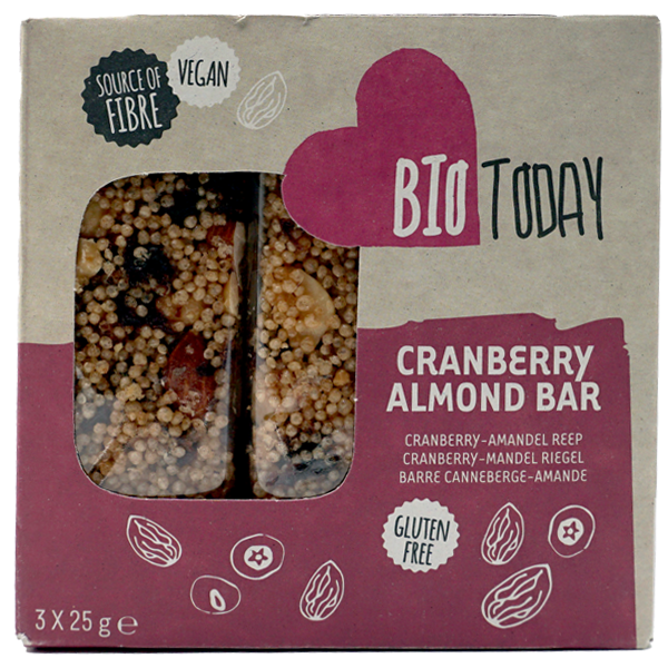 BioToday Cranberry-Amandel reep 3x25g