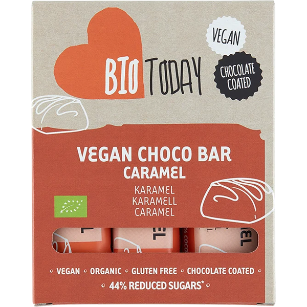 BioToday Vegan Choco Reep Karamel 3x40g