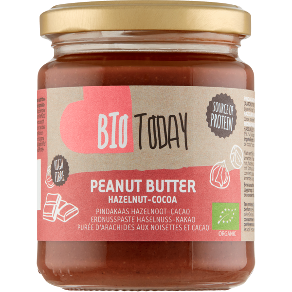 BioToday Pindakaas Hazelnoot-Cacao 250g