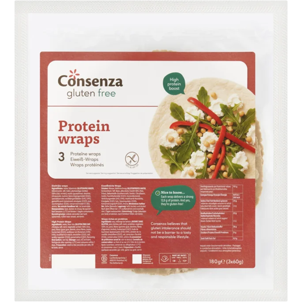 Consenza Glutenvrije Proteïne Wraps 180g